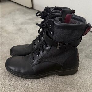 Ugg Black and Gray Lace-Up Boots, size 9.5